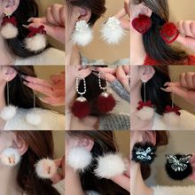 银针毛球花朵耳钉女甜美小众百搭耳环时尚气质轻奢耳饰秋冬高级感