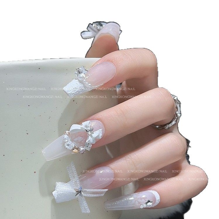 Decoraciones de Uñas con Lazo de Organza y Purpurina Fina, Populares en Internet, Novedad Otoño-Invierno, Accesorios para Uñas con Diseño de Zapatos de Ballet