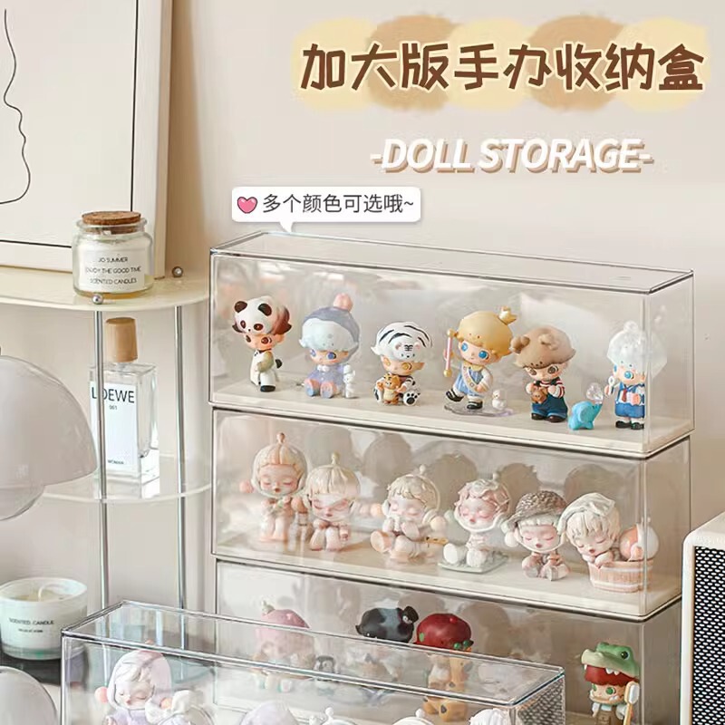 Xiaohongshu Figure Storage Box Blind Box Pop Mart Doll Display Storage Box Acrylic Transparent Display Dustproof