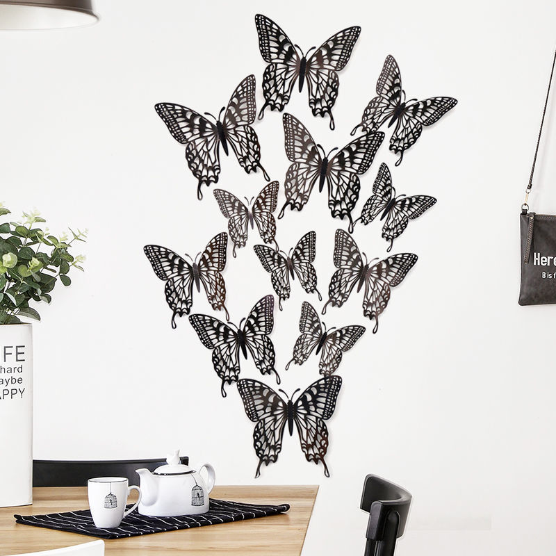Décoration murale papillon 3D en papier creux, simulation tridimensionnelle, salon, bureau, maison, fenêtre autocollante_voghion.com