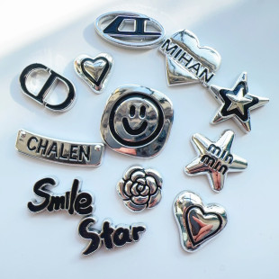 Y2K electroplated metal feeling oil love five-pointed star smiley face mobile phone case hole shoes clothing bag video accessories
