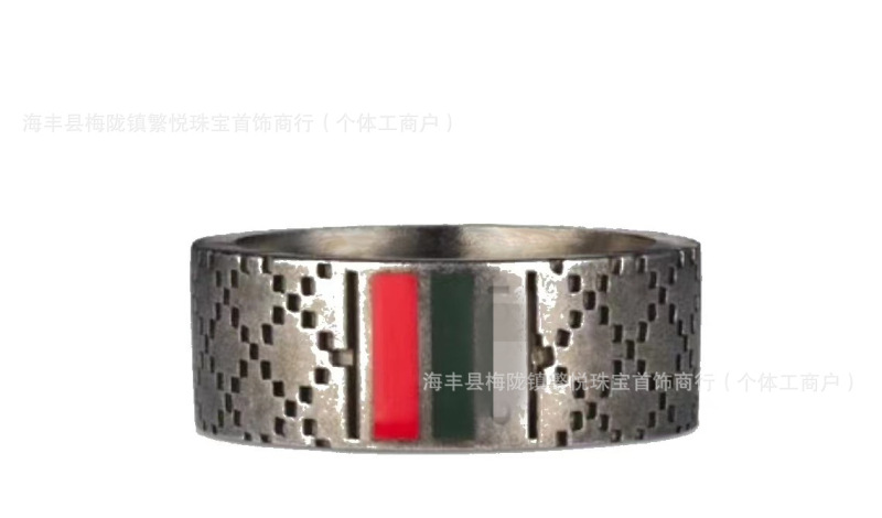 古家复古戒指厂家直销高版本条纹双G轻奢字母雏菊对戒批发做旧古|undefined