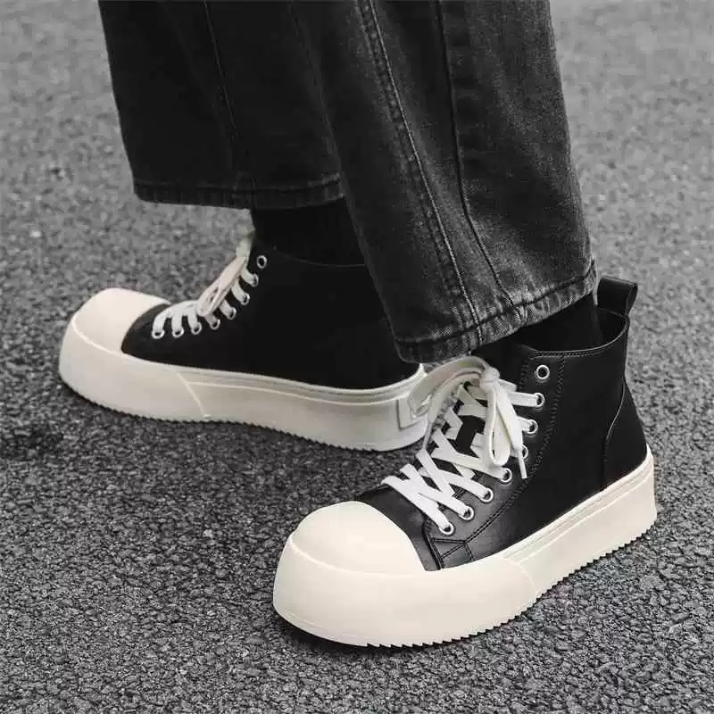 Baskets ShoeVault Big Toe décontractées, style américain urbain, semelle épaisse rehaussante, derby pour homme, collection 2025, polyvalentes et idéales pour les trajets quotidiens._voghion.com