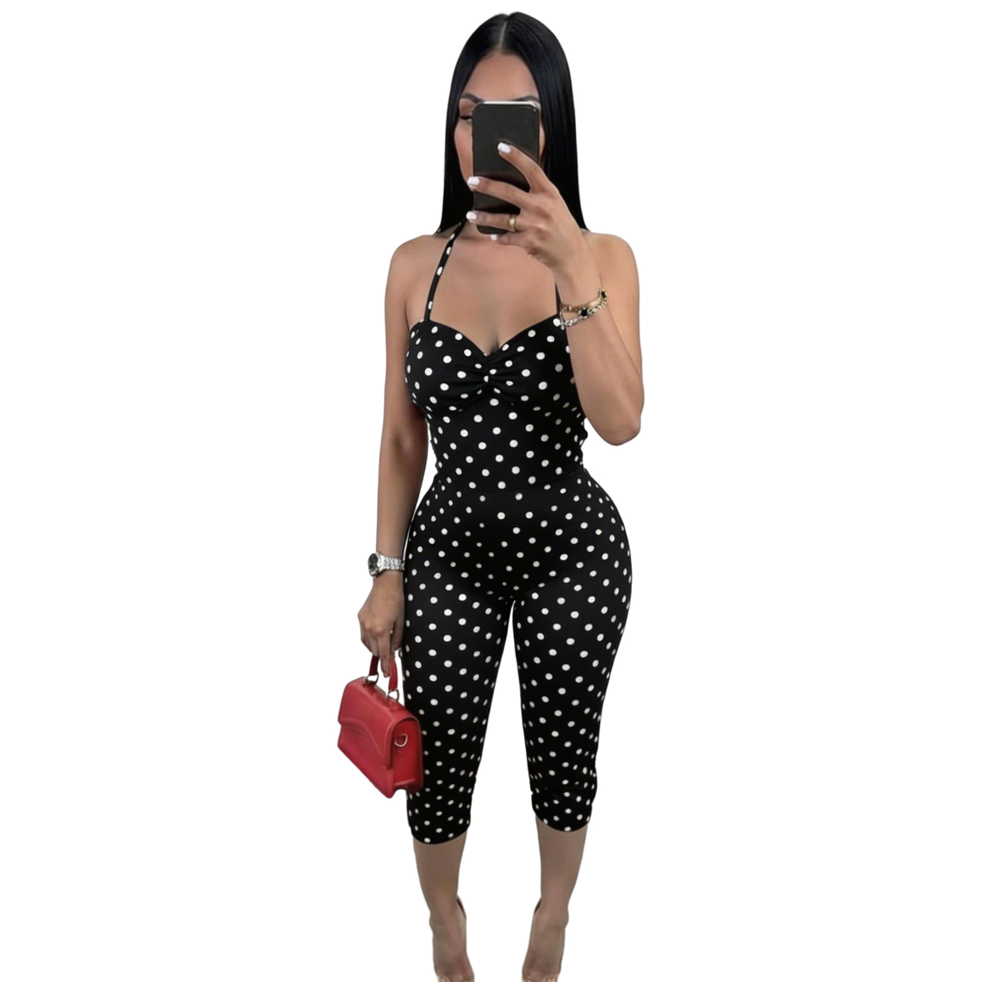D8106 Amazon Europa y los Estados Unidos venta caliente ropa de mujer de moda sexy punto de onda impresión cuello colgante de cuello bajo elástico camiseta