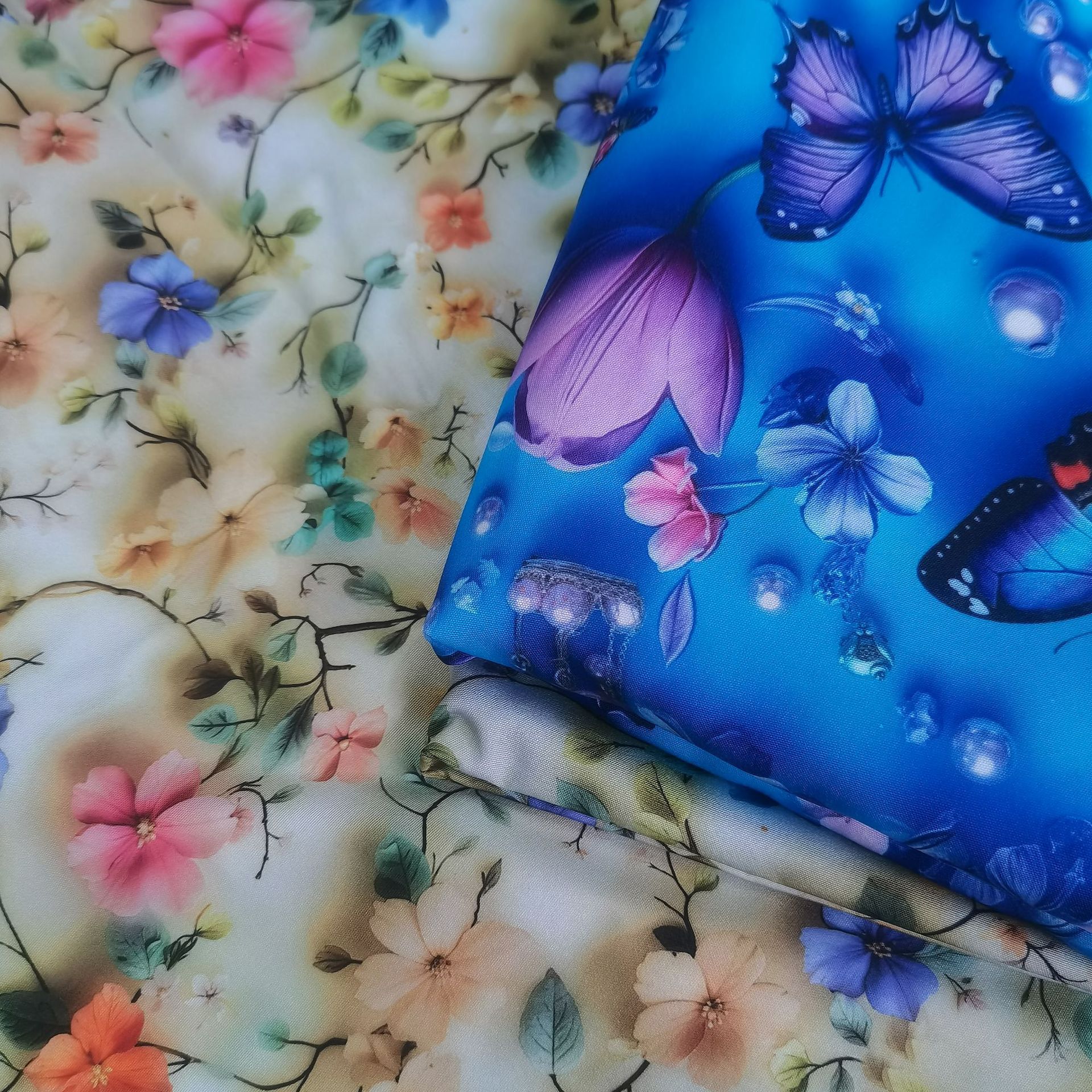 100D四面弹3D印花布料