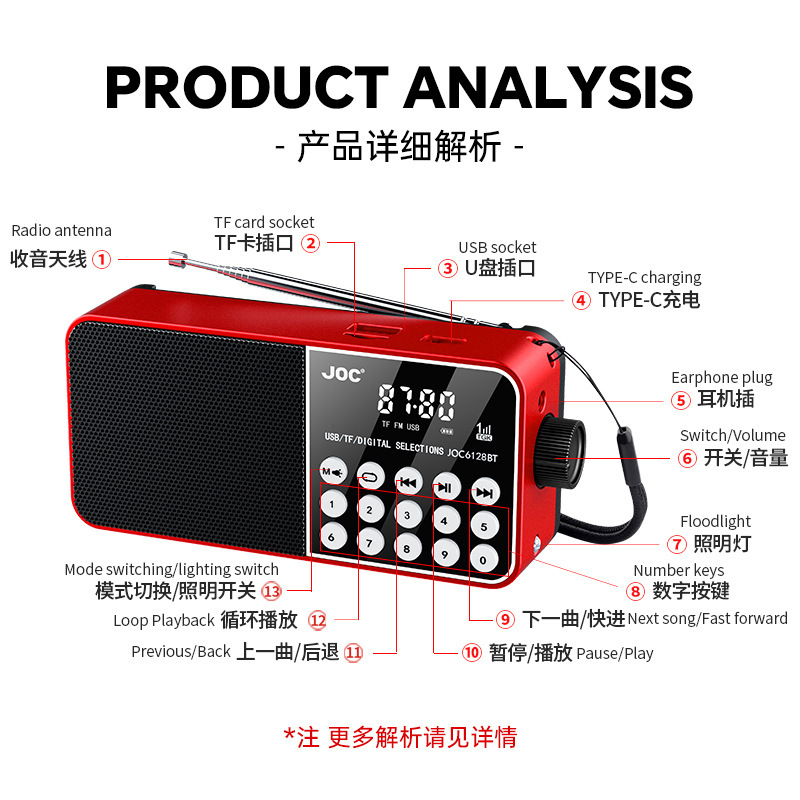 跨境爆款多功能蓝牙收音机便携式插卡U盘收音机新款FM收音机厂家|undefined