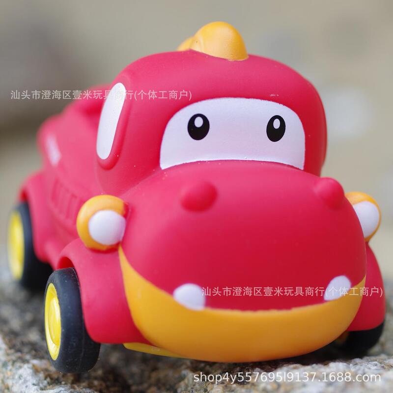 Children's Durable Bouncing Car for Boys, Small Car for 1-2 Year Old Babies, Soft Rubber Baby Toy, Cartoon Design, Chewable and Crash-Resistant Car