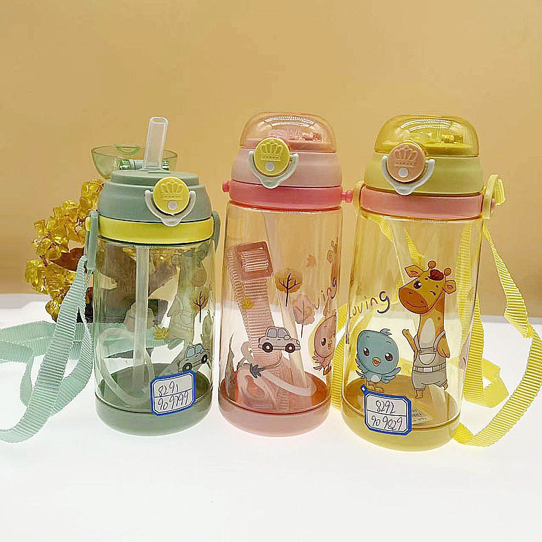 Taza para niños taza de agua de paja para estudiantes taza de agua femenina resistente a altas temperaturas taza de plástico transparente de gran capacidad hervidor de aspecto alto