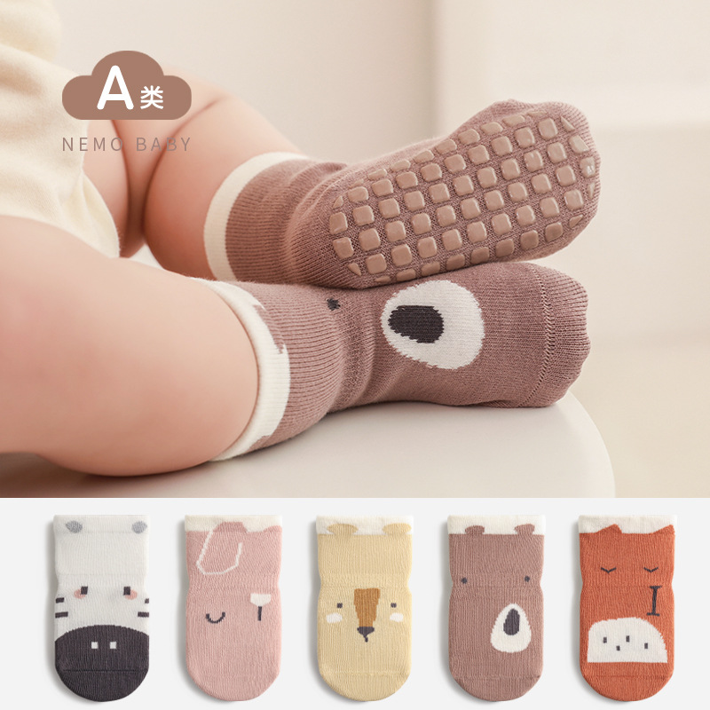 Calcetines del piso del bebé primavera y otoño boca suelta deshuesada media pantorrilla calcetines bebé interior antideslizante fresco educación temprana niños calcetines de niño