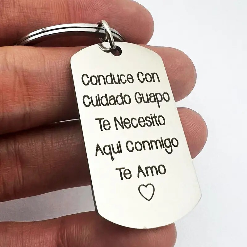 Cross-border Temu hot-selling 50*28mm stainless steel keychain for men, a keychain for my husband