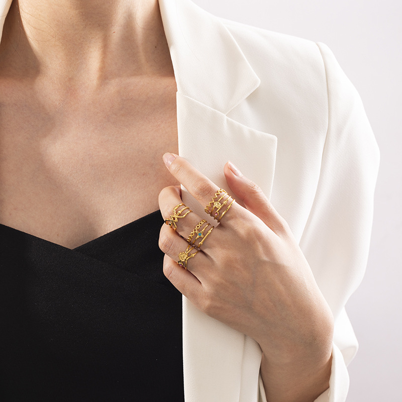 TINA OMU 18k oro de titanio acero anillo de acero inoxidable abierto exagerado anillos de dedos de alta calidad joyas anillos