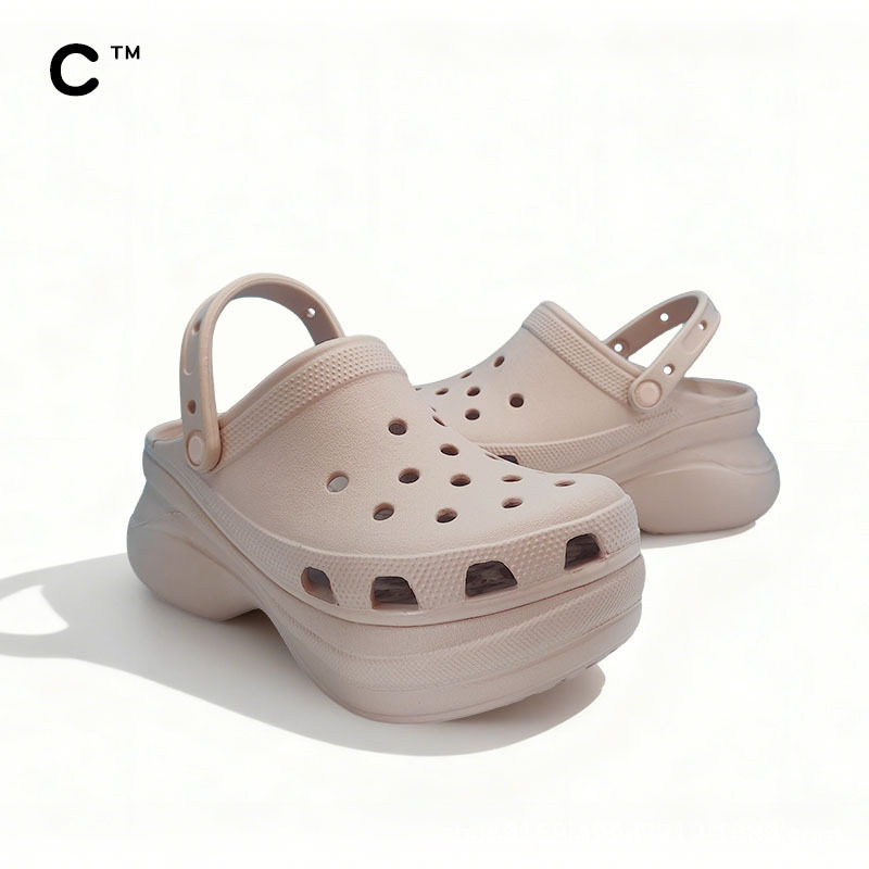 Cross Whale Hole Shoes for Daily Wear, Thick Soles, Increased Height, Non-Slip, Slimming Look, Versatile Women's Sandals, Increased Height and Slimming Look