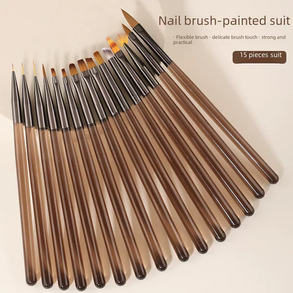 Manicure brush full suit 15 Japanese-style painted drawing line phototherapy carved gradient blooming autumn chrysanthemum scanning pen tool