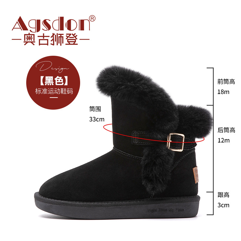 Botas de Nieve Augu Shiden para Mujer, Invierno 2025, Nuevas, Modernas, con Suela Gruesa, Cómodas, Casuales, Punta Redonda, Tacón Plano, de Algodón