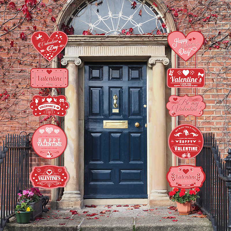 Día de San Valentín europeo y americano decoración del hogar copla cortina de puerta Bandera colgante de la puerta de la decoración del día de San Valentín transfronterizo