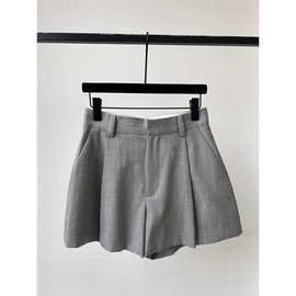 CHao级推荐！灰色高腰西装短裤女春夏新款休闲宽松显瘦小个子裤子