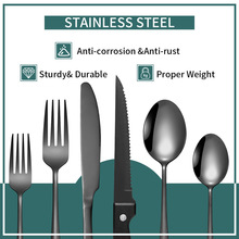 跨境亚马逊1010不锈钢刀叉勺套装 24件套餐具套装 西餐牛排刀叉勺