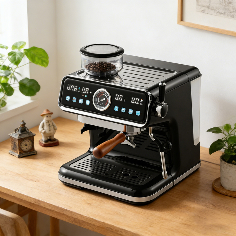 Semi-Automatic Coffee Machine with Grinder, Integrated Household Pump-Pressed Italian-Style Steam Extraction Multi-Function Bean Grinder Semi-Automatic Coffee Machine with Grinder, Integrated Household Pump-Pressed Italian-Style Steam Extraction Multi-Function Bean Grinder