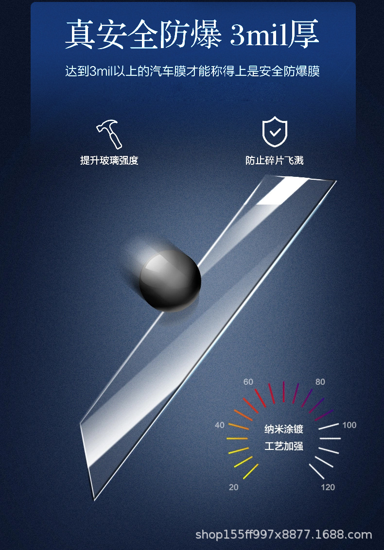 Specialized Car Solar Film 3Mil Ceramic Window Film for Vehicles, Safety Explosion-Proof, Heat Insulation, Ultra-Clear Sun Protection for Car Paint