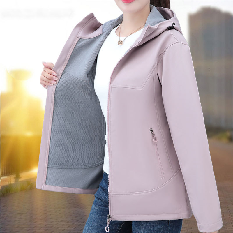 Single-Layer Jacket 2025 Spring & Fall Women's Windproof and Waterproof Outdoor Sports Soft Shell Jacket Casual Fashion Windbreaker Jacket