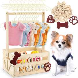 木制宠物衣服收纳篮个性化手提狗狗衣服置物蓝宠物字母玩具收纳