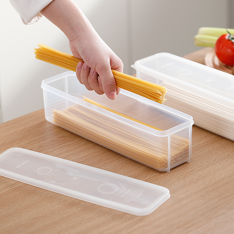 麺箱長方形プラスチック冷蔵庫食品保存ケース密封蓋付きキッチン雑穀食品そうめん収納ケース|undefined
