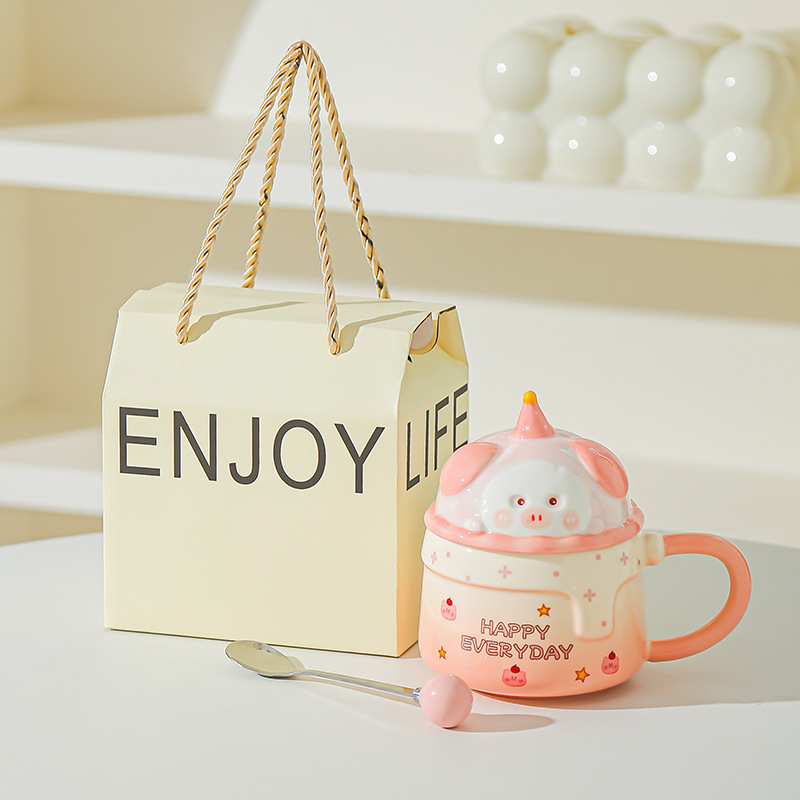 Tazas caseras de cerámica con tazas de café cubiertas, tazas de café para chicas, regalos de cumpleaños de alto valor, regalos de mano lindos