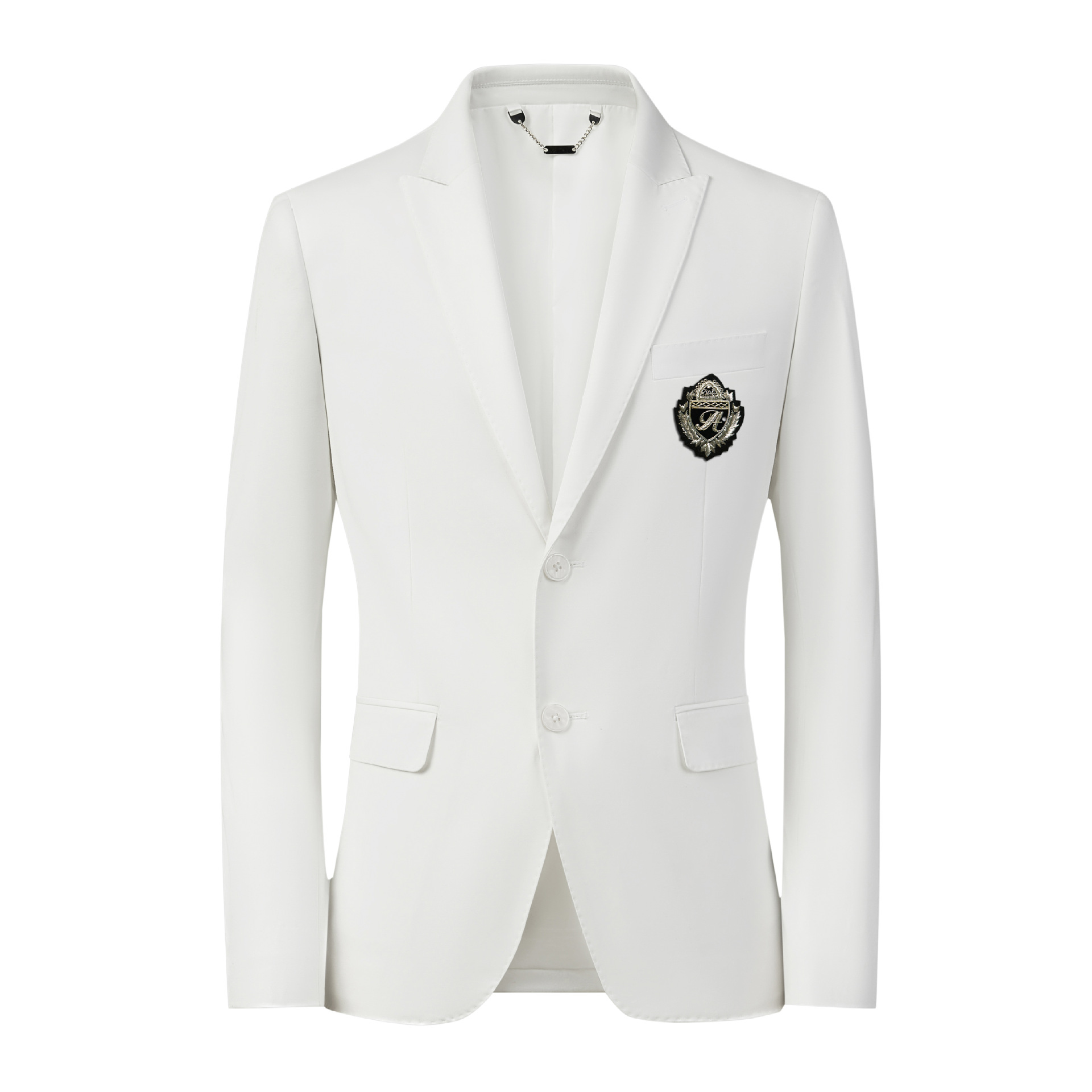 New European and American Indian Silk Silver Label Badge Decorative Suit Light Luxury Business Single Suit Top Jacket