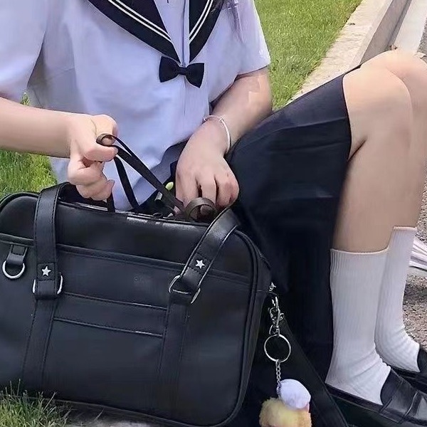 日系原创基础jk制服包pu斜挎手提单肩学院生大容量【升级pu款】