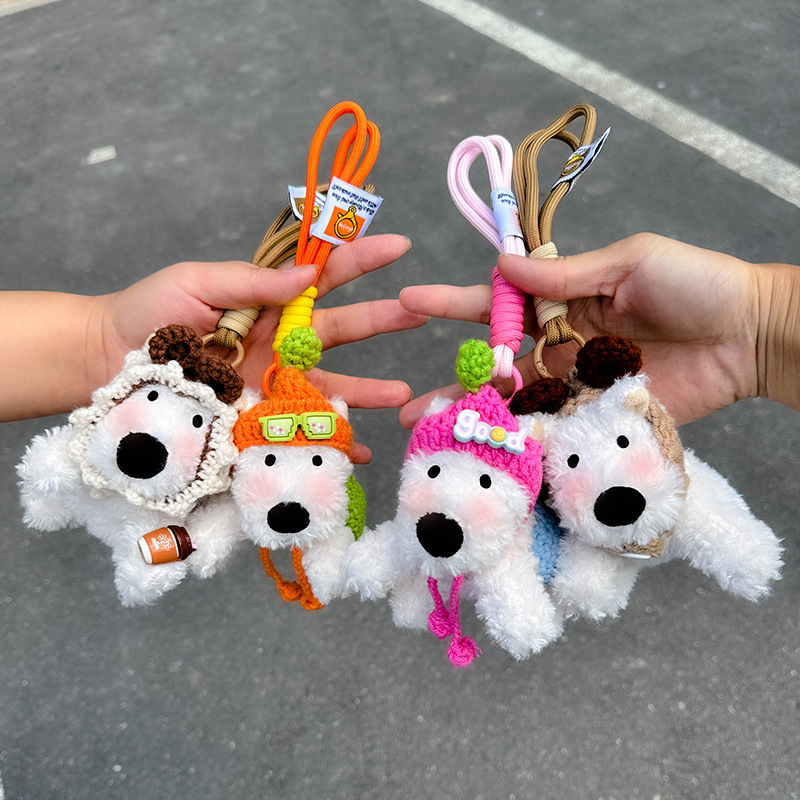Cute West Highland felpa colgante bolso colgante dibujos animados garabateado cachorro muñeca llavero accesorios regalos creativos