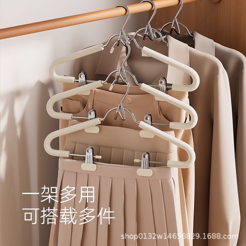 創意連体ハンガーセット一体滑り止め無痕スポンジ服装店漢服一体重ねハンガー卸売り|undefined