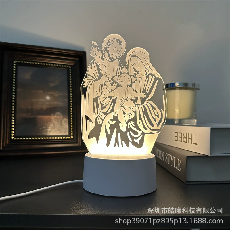3D акриловая LED ночная лампа, креативная настольная лампа, варианты USB/батарея, Узор 1–19