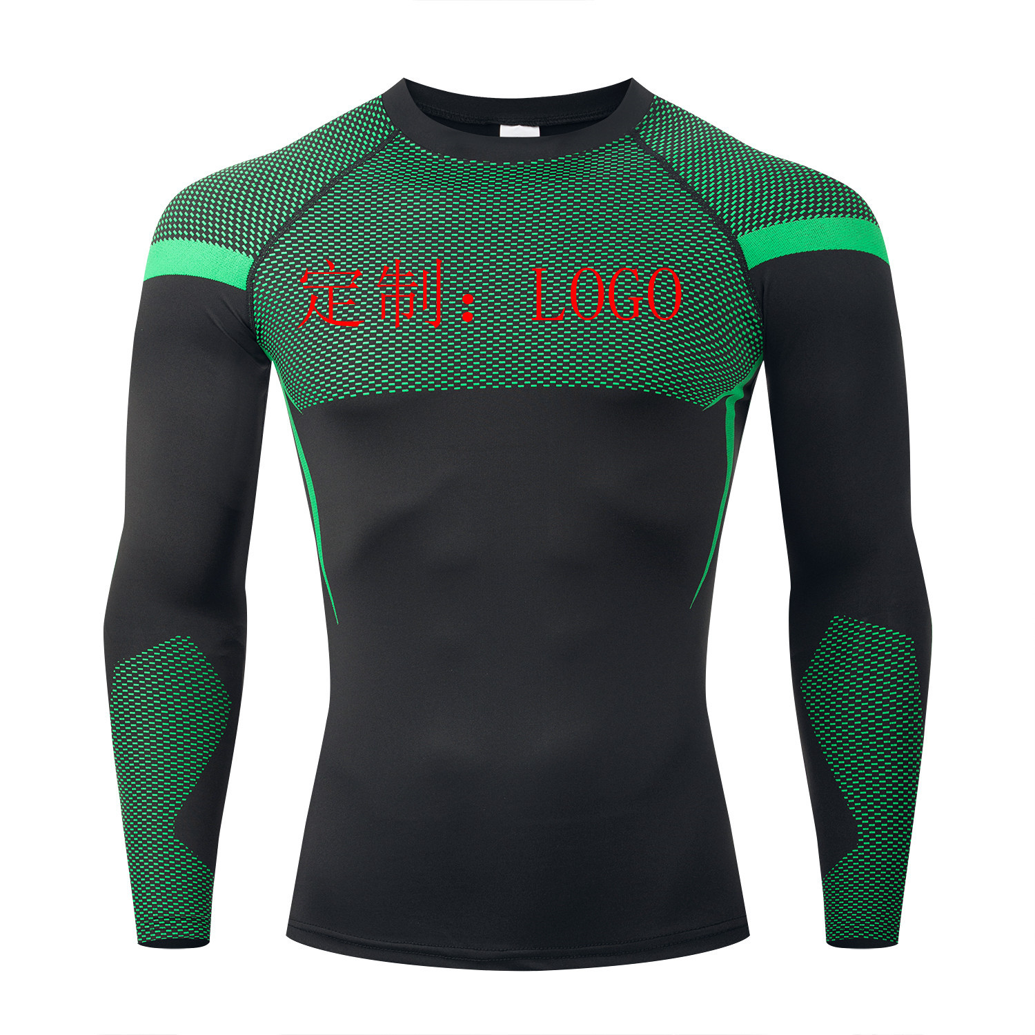 GYM Europa y América hombre moda compresión de cuello redondo camiseta de secado rápido apretada transpiración fitness correr camiseta deportiva de manga larga