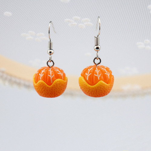 Simulated peeled orange earrings, personalized fruit earrings, cross-border ins style summer jewelry wholesale