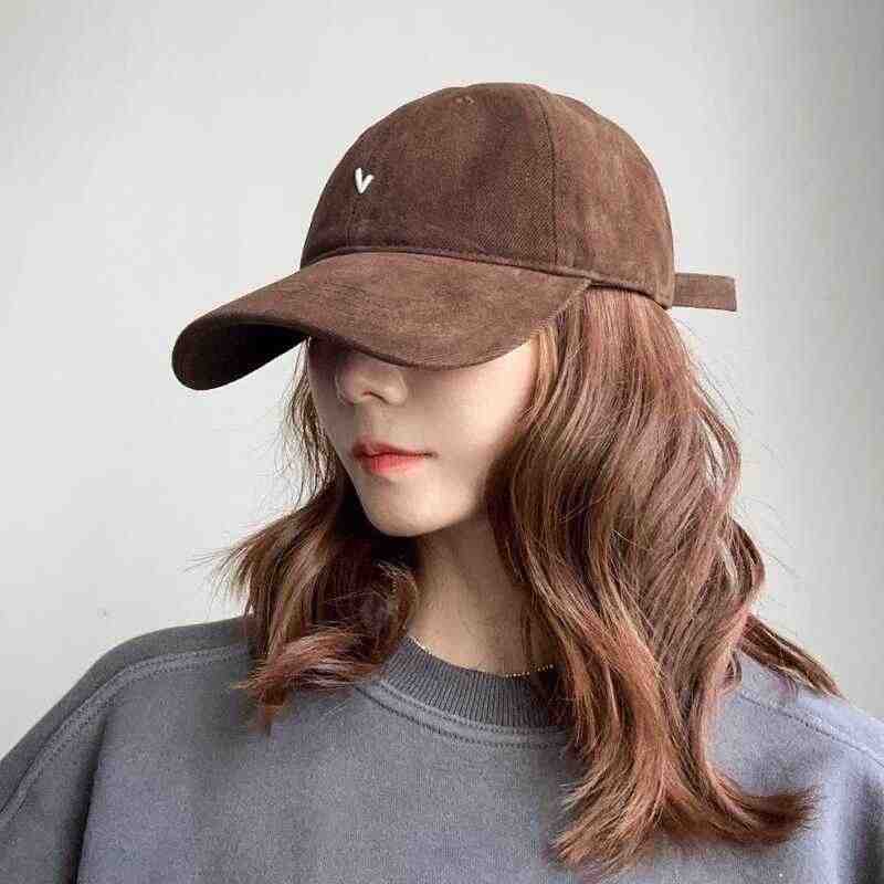 2025新款刺繡棒球帽子男女顯臉小寬帽檐水洗復古簡約純棉鴨舌帽