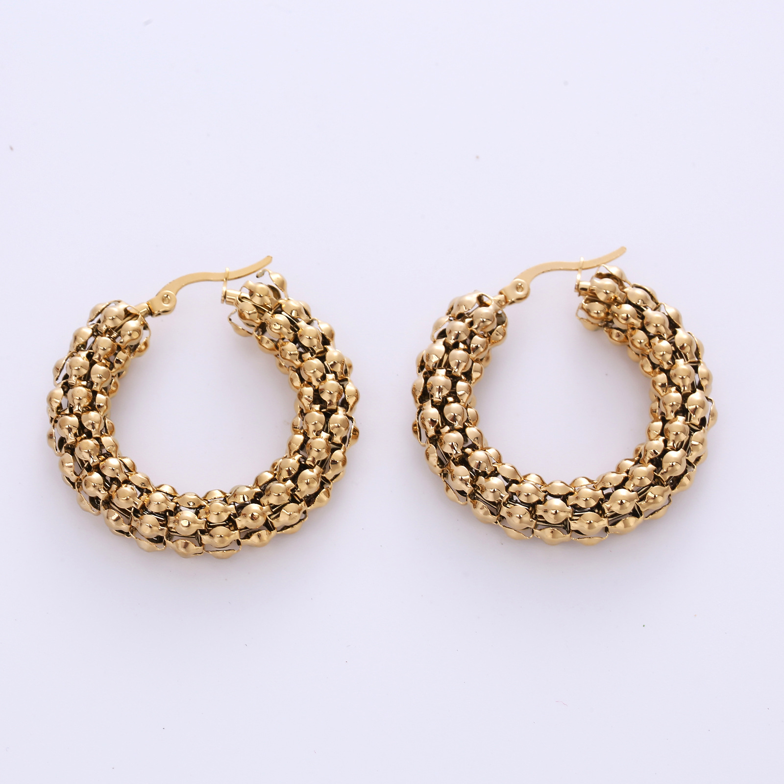 Retro C Shape Plating Titanium Steel Earrings display picture 3