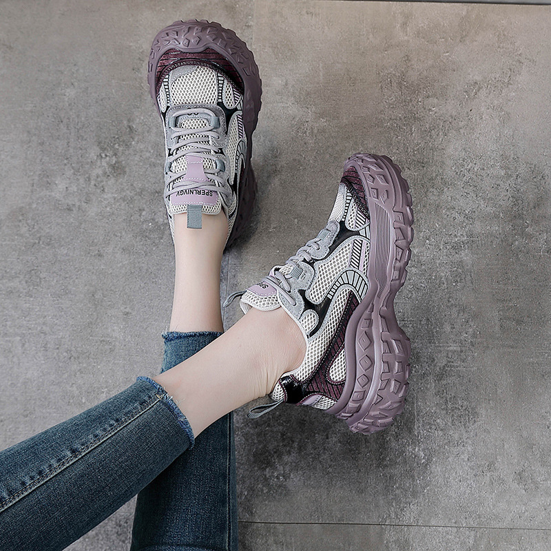 Giày sneaker chunky đế dày lưới thoáng khí xuân hè — Màu sâm panh