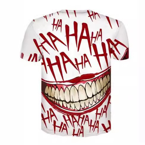 Cross-border European and American New Arrival 2024 Fashion Summer 3D HAHAHA American-style Streetwear Men's Short-sleeved T-shirt