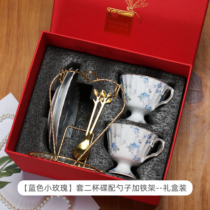 Taza de café de porcelana china de estilo europeo Taza y platillo Juego de té de la tarde británico Taza de té negro de cerámica exquisita de alta gama Hogar