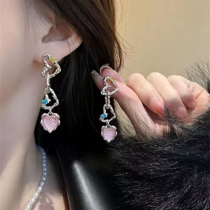Серьги асимметричные с кисточкой, 925 серебро, игла, корейский стиль элегантный минимализм