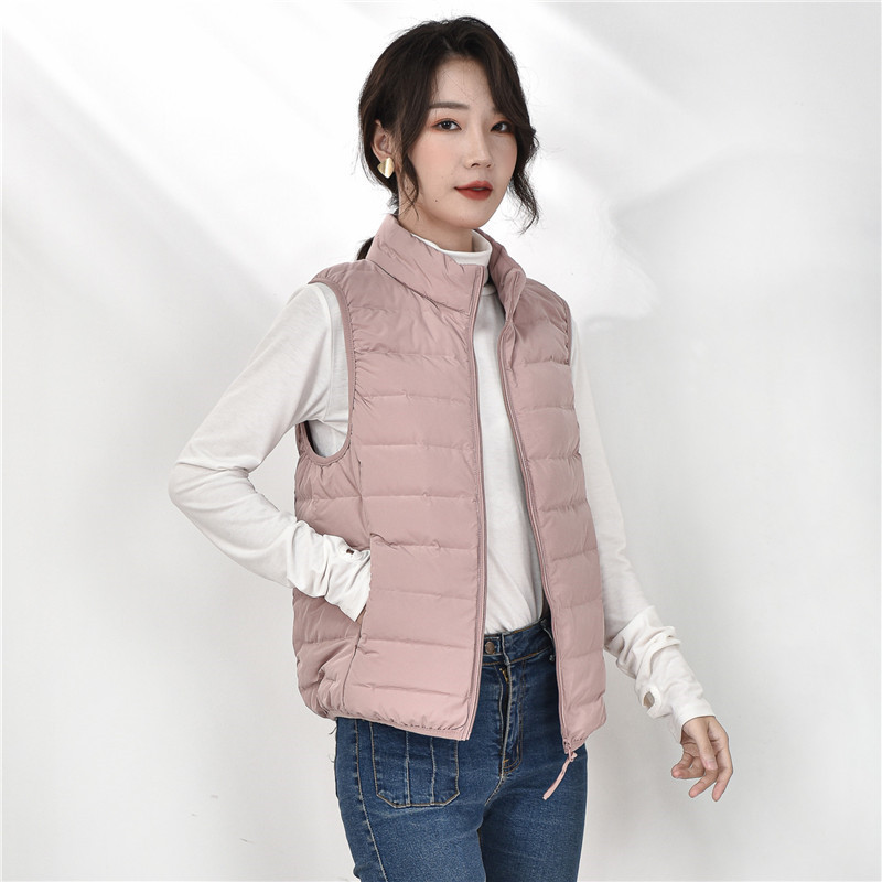 Thin down Vest for Women, Stand Collar, Slim Fit, Short Style, White Duck Down, Seamless Slim-Fit Design, Manufacturer Wholesale Thin down Vest for Women, Stand Collar, Slim Fit, Short Style, White Duck Down, Seamless Slim-Fit Design, Manufacturer Wholesale