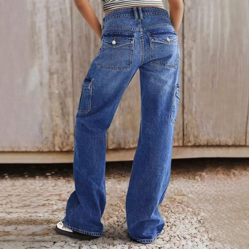 Jeans droits slim taille haute élastiques pour femmes, collection automne européenne et américaine_voghion.com
