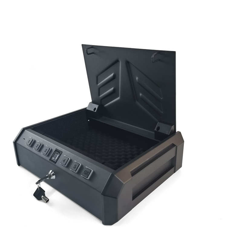 Safe box Amazon small car pistol box fingerprint password exit gun box push rod pistol safe box