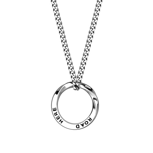 Möbius Ring Necklace for Men and Women, Trendy Brand, Unisex New Silver Whip Chain Titanium Steel Pendant Necklace