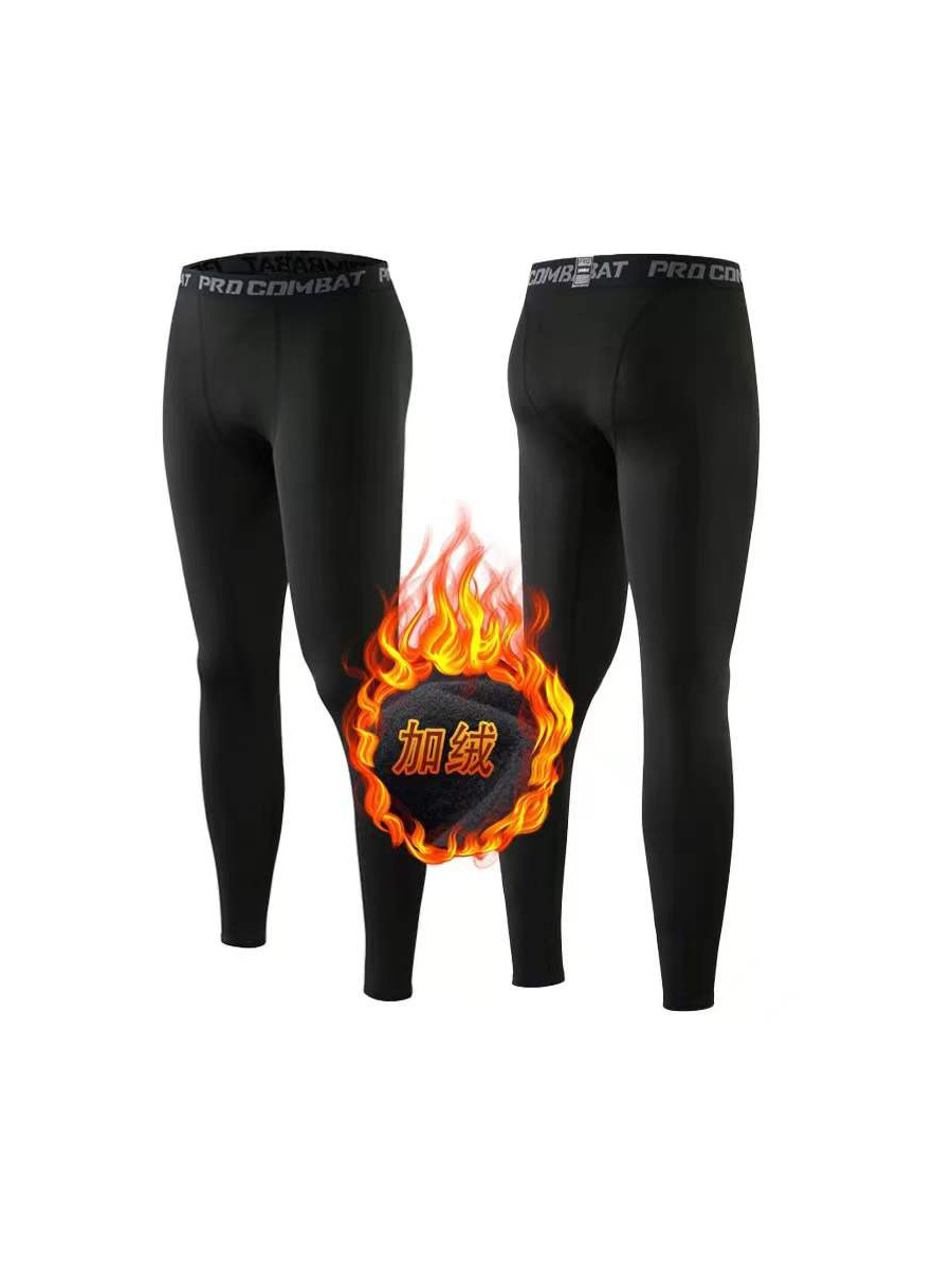 Fitness compresión elástica corriendo medias a prueba de frío de secado rápido Otoño e Invierno hombres baloncesto transpirable Pantalones deportivos con forro polar