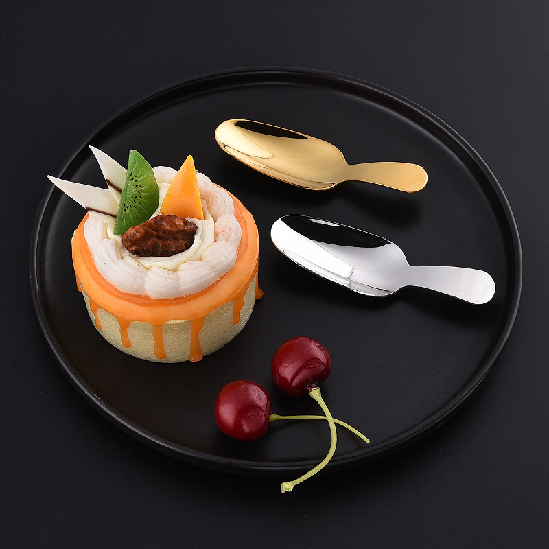 304 스테인레스 스틸 티스푼 차 삽 차 세트 액세서리 차 삽 간단한 짧은 손잡이 디저트 스푼 아이스크림 스푼 차 잎 숟가락