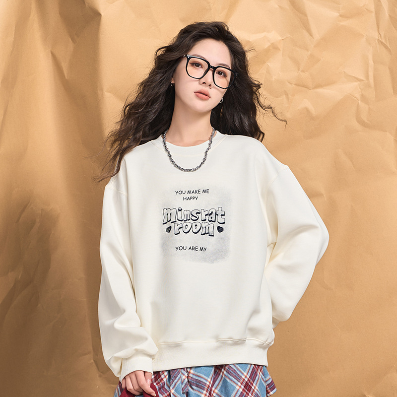 A2 Junior High School Student Sweatshirt Autumn Girls' High School Student Raglan Sleeve Sweatshirt Loose Youth Casual Top Trendy