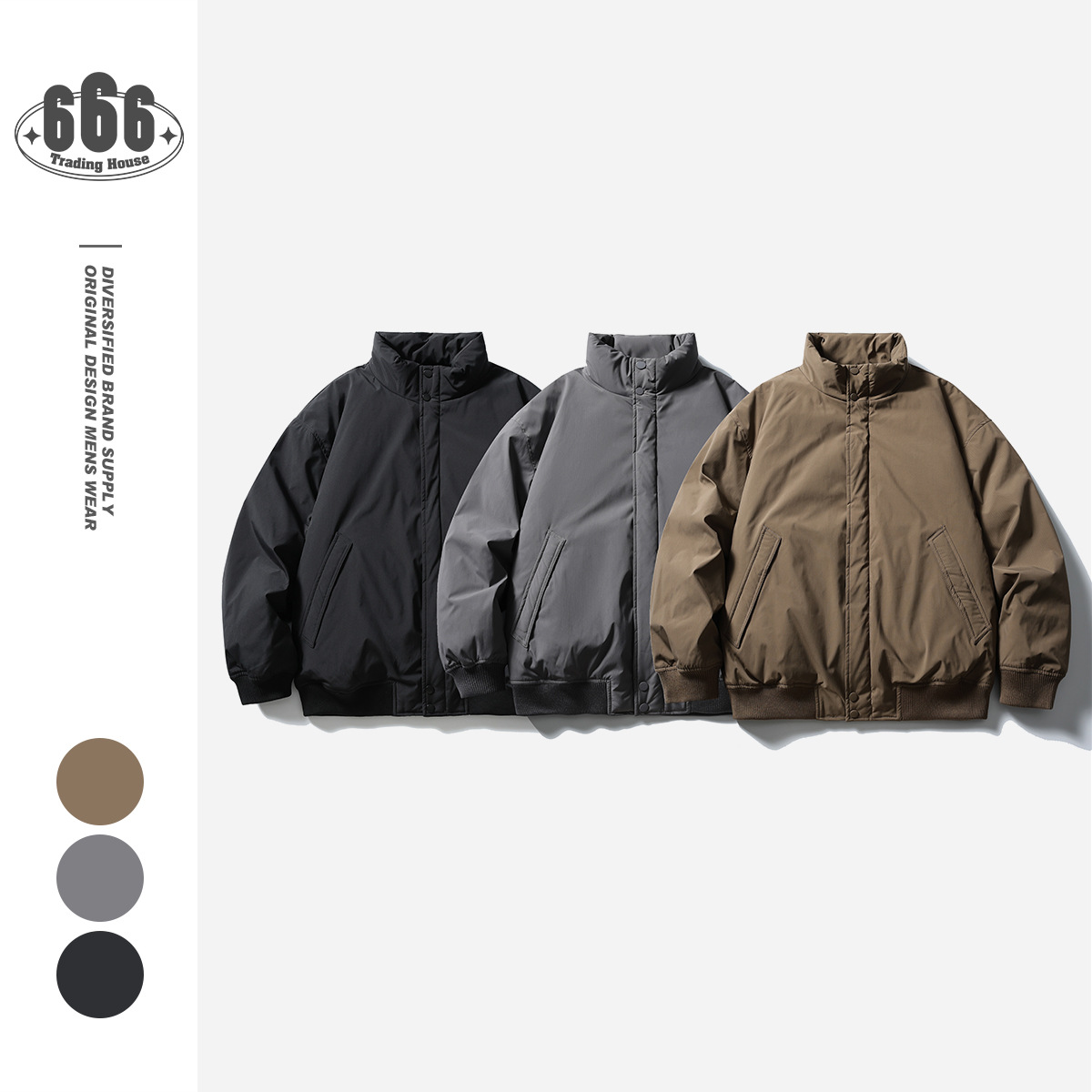 버터 타이거 겨울 화이트 덕 다운 재킷 남자의 수직 칼라 느슨한 빵 의류 여성의 일본 코트 트렌디 YR006