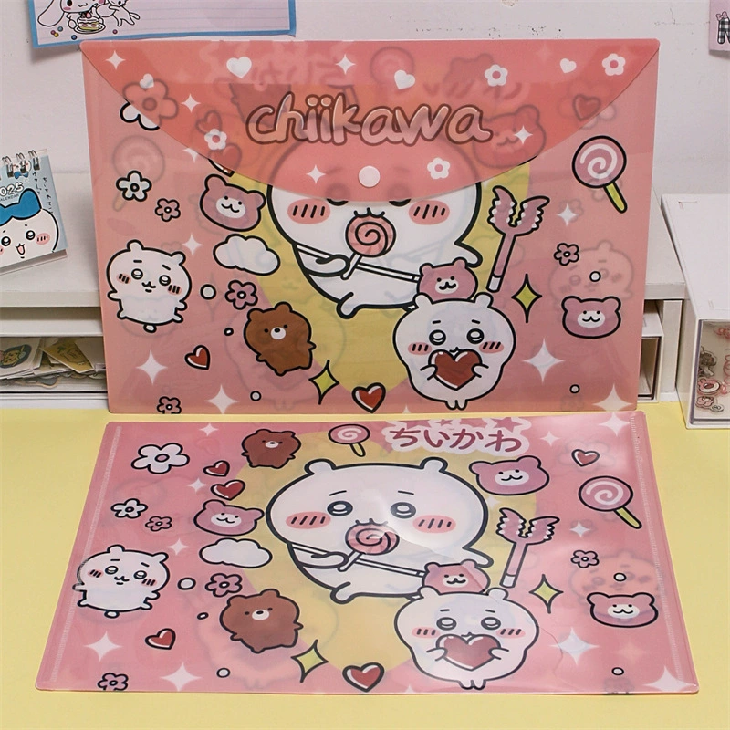 Карман для файлов формата A4 Color Chiikawa Jiyi, сумка для классификации, учебник, спецодежда, бумага для тестов, хранение, застёжка, папка складывающаяся