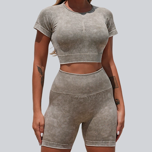 Green shorts, sleeves, set, with short sleeve